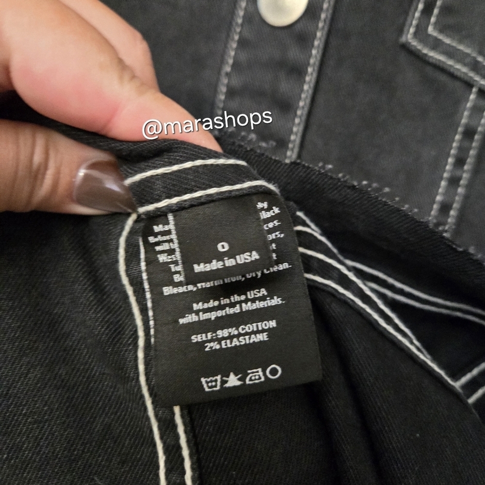 Proenza Schouler Black Short Sleeve Collared Denim Dress - Picture 7 of 9